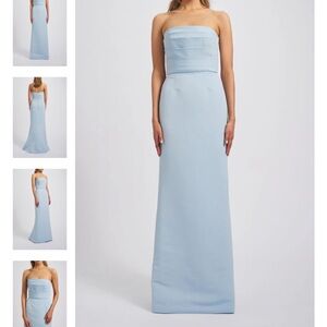 Elegant Strapless Light Blue Evening Gown
